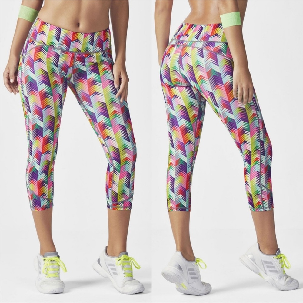Fabletics Multicolor Chevron Cropped Leggings Pin… - image 1
